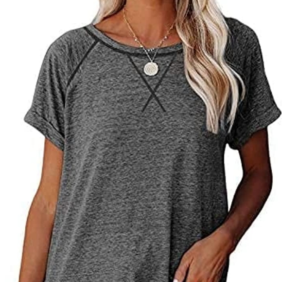 Short Sleeve Raglan Crewneck Tee, Dark Gray NWT - Picture 1 of 2